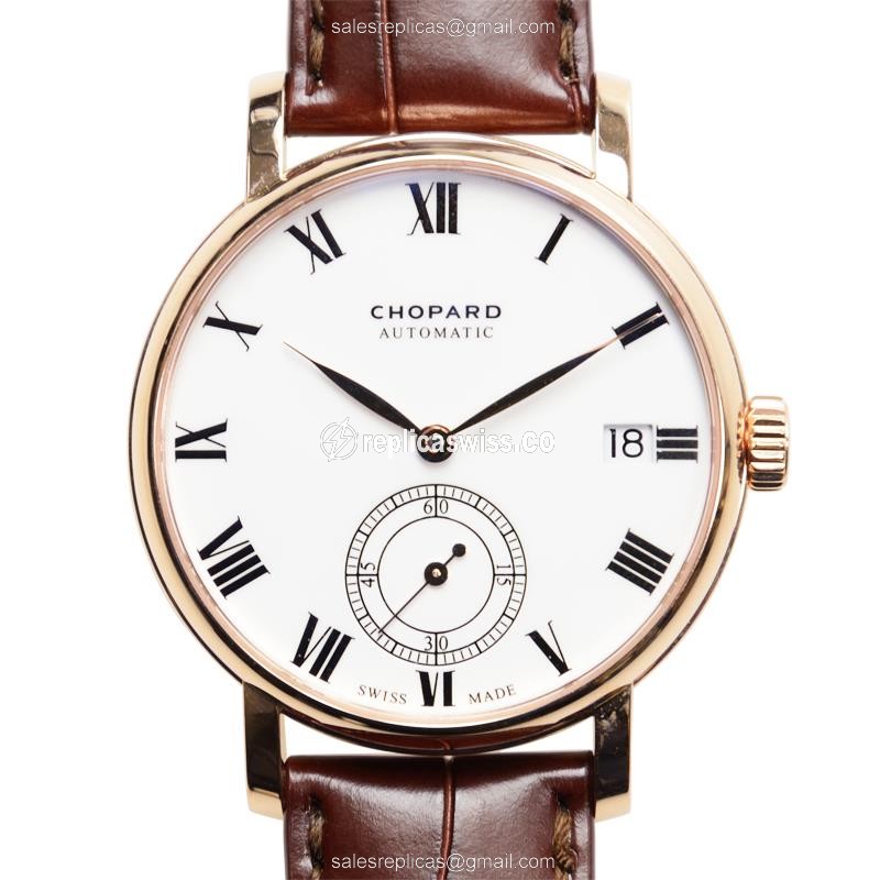 Chopard L.U.C 161289-5001 - Auto 18kt Rose Gold - White Dial - Leather Black Strap